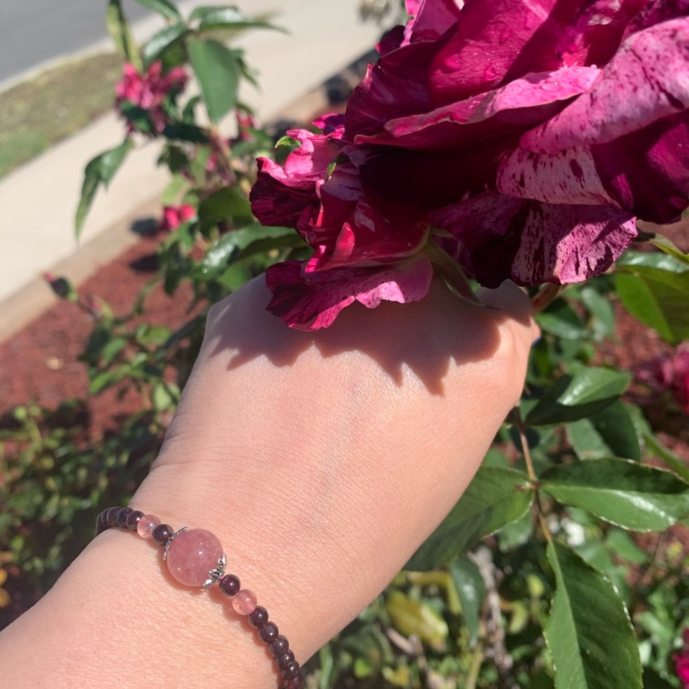Crystal Bracelet - Garnet and Strawberry Quartz